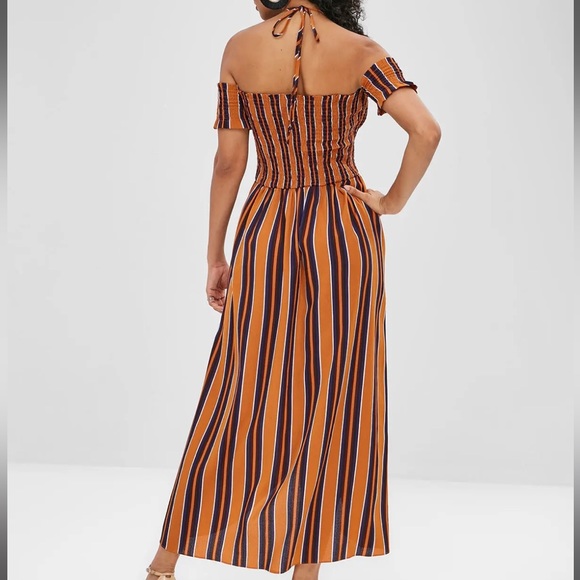 Striped Faux-Wrap Dress - Picture 4 of 4